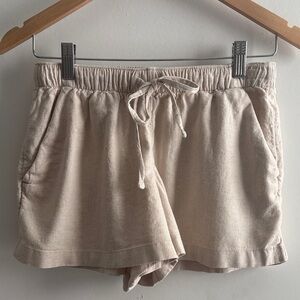 Hollister Linen Drawstring High Waist Casual Khaki Lounge  Shorts SZ S
